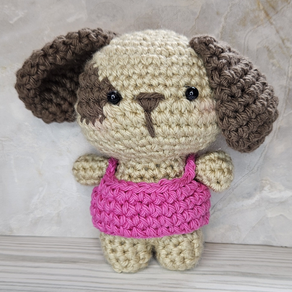 Adorable Pink and Brown Stuffed Puppy Toy